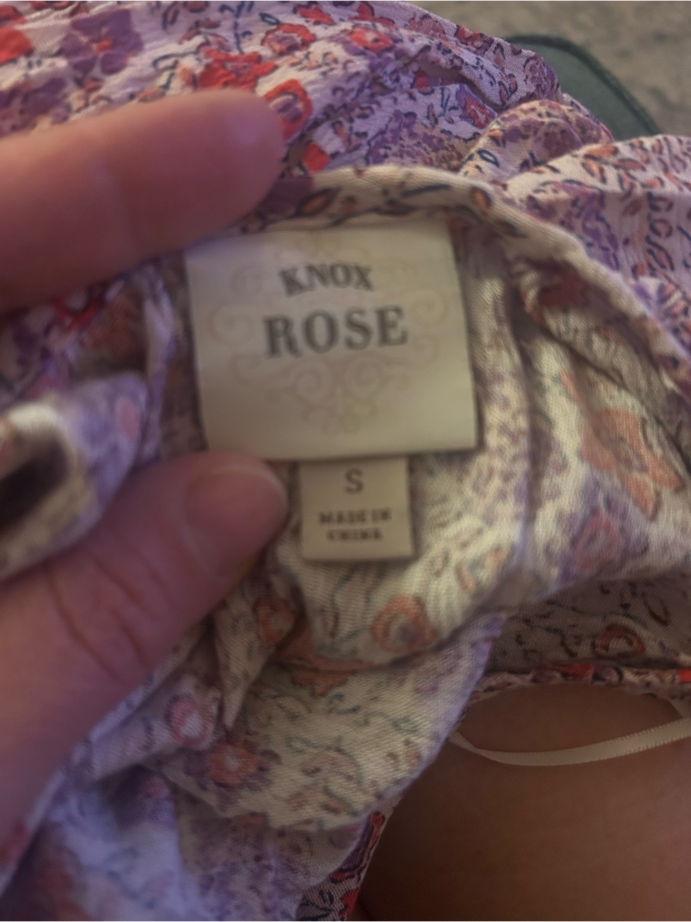 Knox Rose floral V-neck dress in purple and red accents - Picture 2 of 2